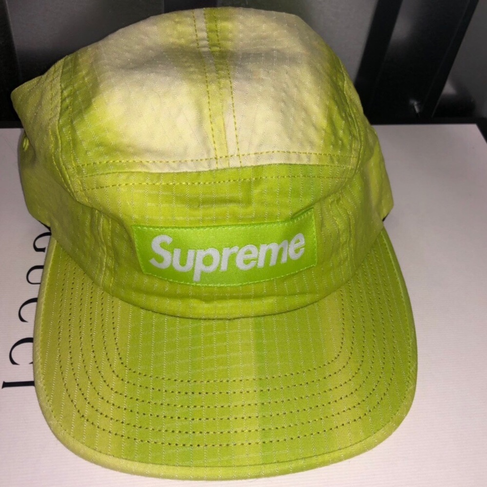 SS19 Supreme Tie Dye Ripstop Camp Cap Hat Lime